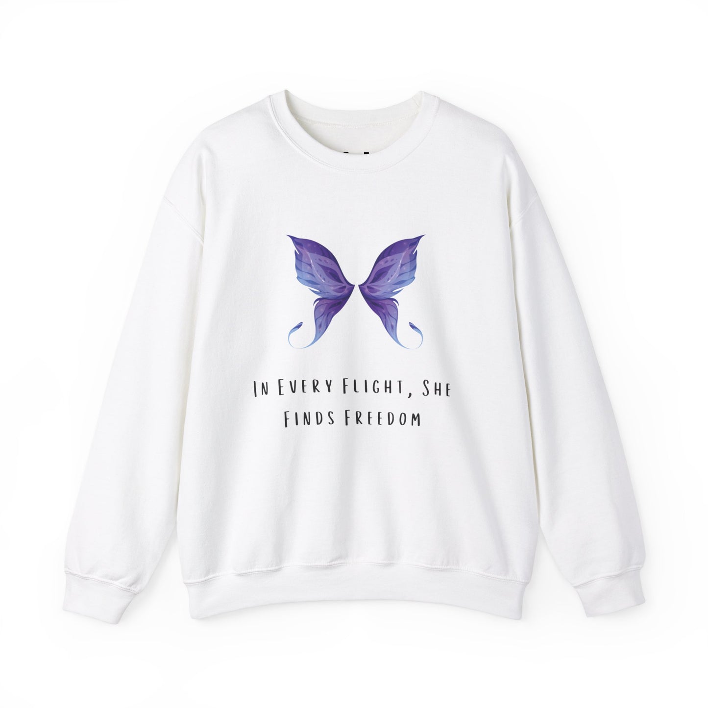 Women’s Butterfly Print Sweatshirt – “In Every Flight, She Finds Freedom” Cozy & Stylish Pullover