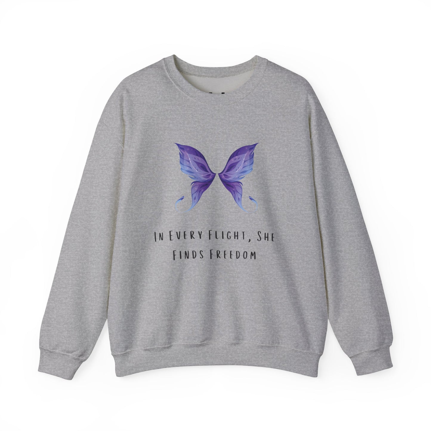 Women’s Butterfly Print Sweatshirt – “In Every Flight, She Finds Freedom” Cozy & Stylish Pullover