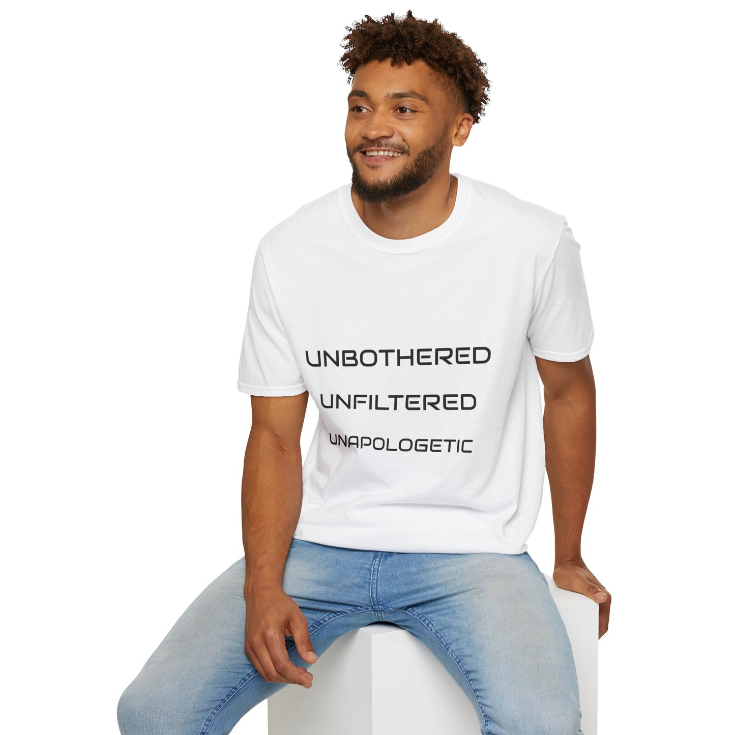 Unbothered Unfiltered Unapologetic T-Shirt, Casual Wear, Gift for Friends, Motivational Quote Tee, Everyday Essentials, Trendy Graphic Tee