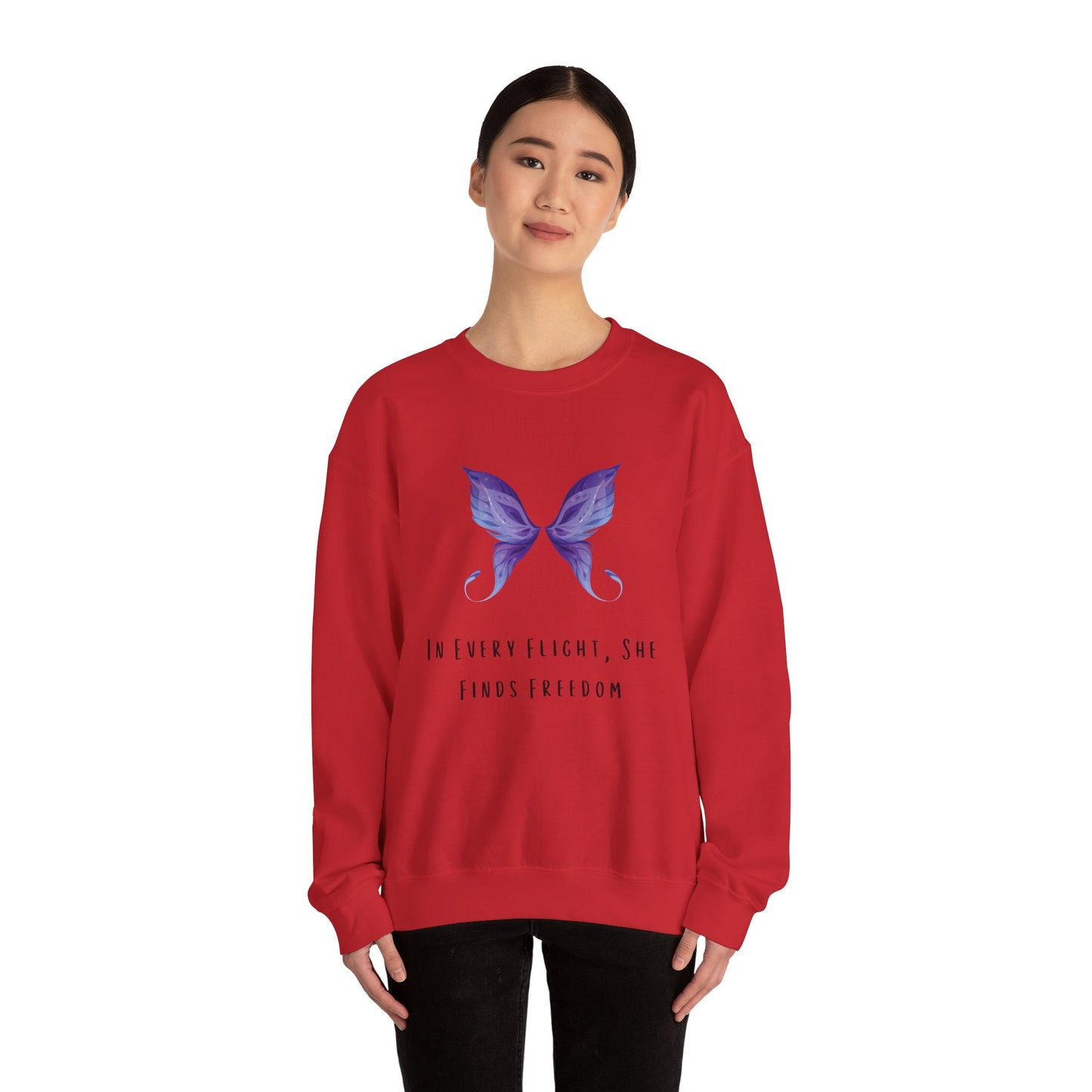 Women’s Butterfly Print Sweatshirt – “In Every Flight, She Finds Freedom” Cozy & Stylish Pullover