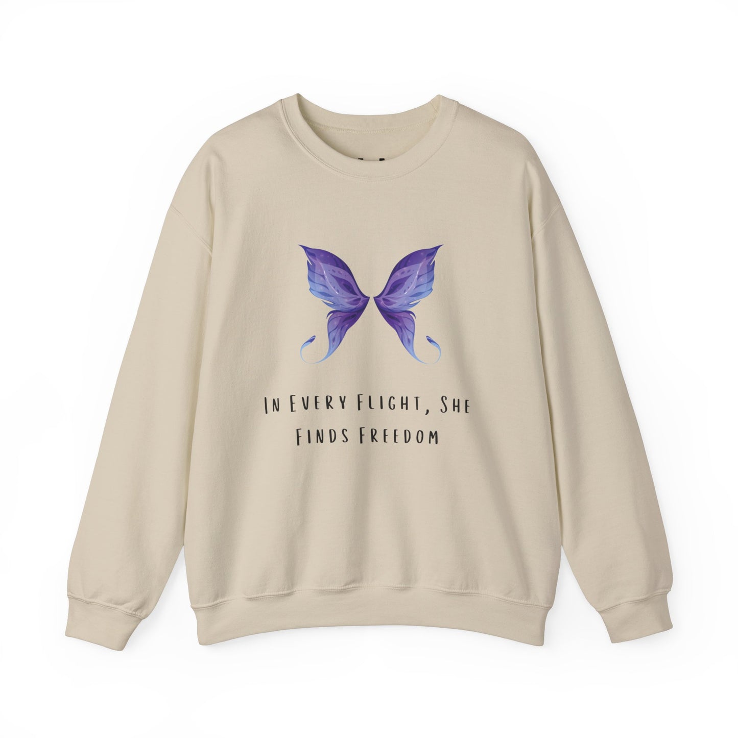 Women’s Butterfly Print Sweatshirt – “In Every Flight, She Finds Freedom” Cozy & Stylish Pullover