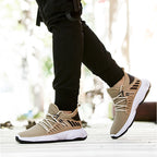 Stride in Style: Men's Breathable Mesh Sports Sneakers, running shoes, khaki, view 2