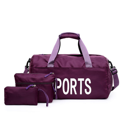 Ultimate Sports Companion Nylon Independent Three-Piece Gym Bag Set, gym bag, purple, view 2