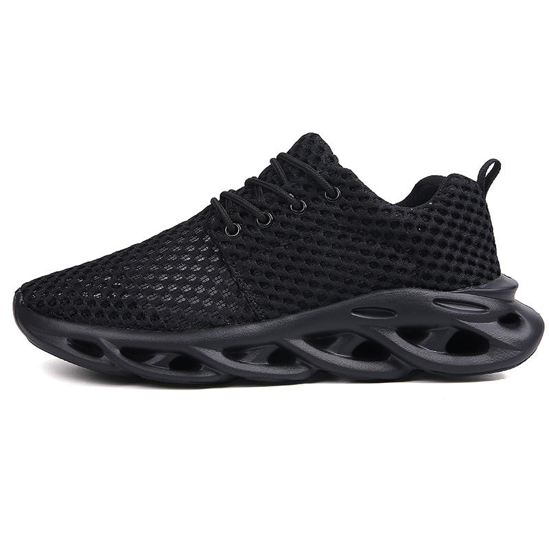 Men's Outdoor Mesh Running Shoes: Breathe Easy, Run Freely, running shoes, black, view 1