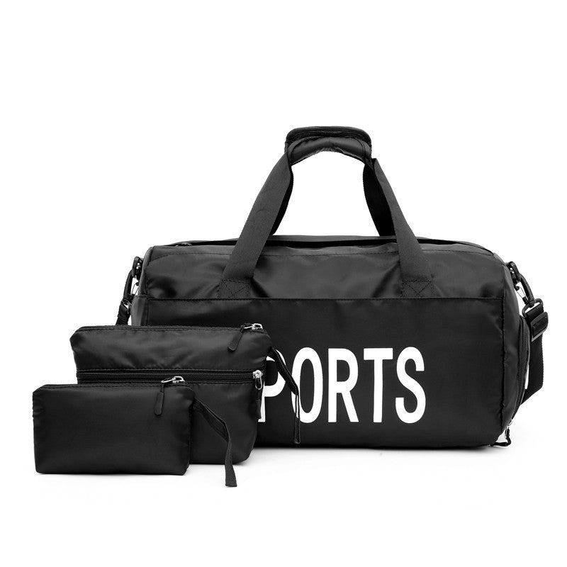 Ultimate Sports Companion Nylon Independent Three-Piece Gym Bag Set, gym bag, black, view 1