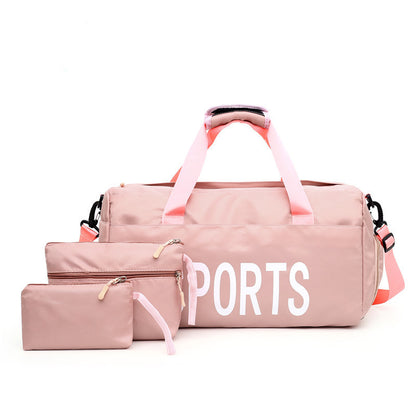 Ultimate Sports Companion Nylon Independent Three-Piece Gym Bag Set, gym bag, pink, view 3