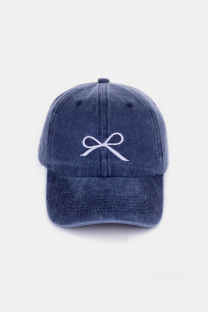 Zenana Bow Embroidered Caps