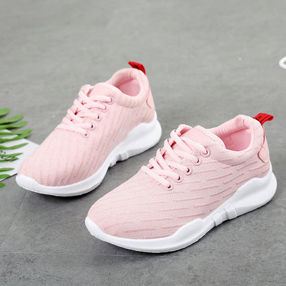 Women's Breathable Knitted Sneakers in Trendsetting Style Running Shoes, running shoes, pink, view 5
