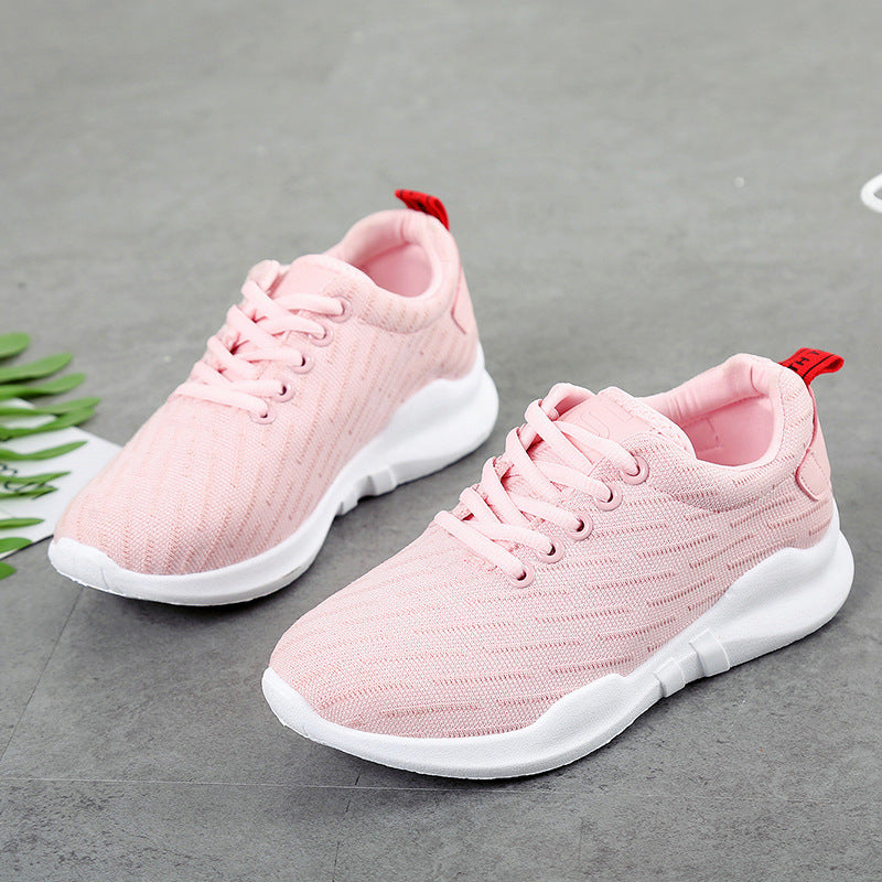 Women's Breathable Knitted Sneakers in Trendsetting Style Running Shoes, running shoes, pink, view 6