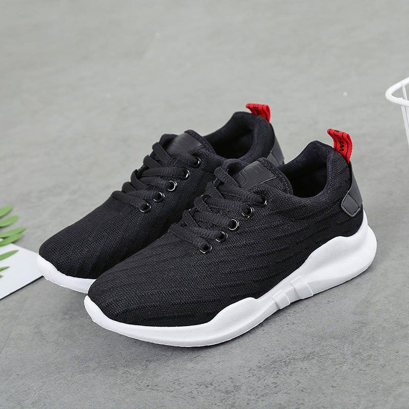 Women's Breathable Knitted Sneakers in Trendsetting Style Running Shoes, running shoes, black, view 2