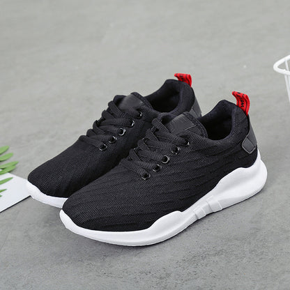 Women's Breathable Knitted Sneakers in Trendsetting Style Running Shoes, running shoes, black, view 6