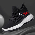 Stride in Style: Men's Breathable Mesh Sports Sneakers, running shoes, black, view 5