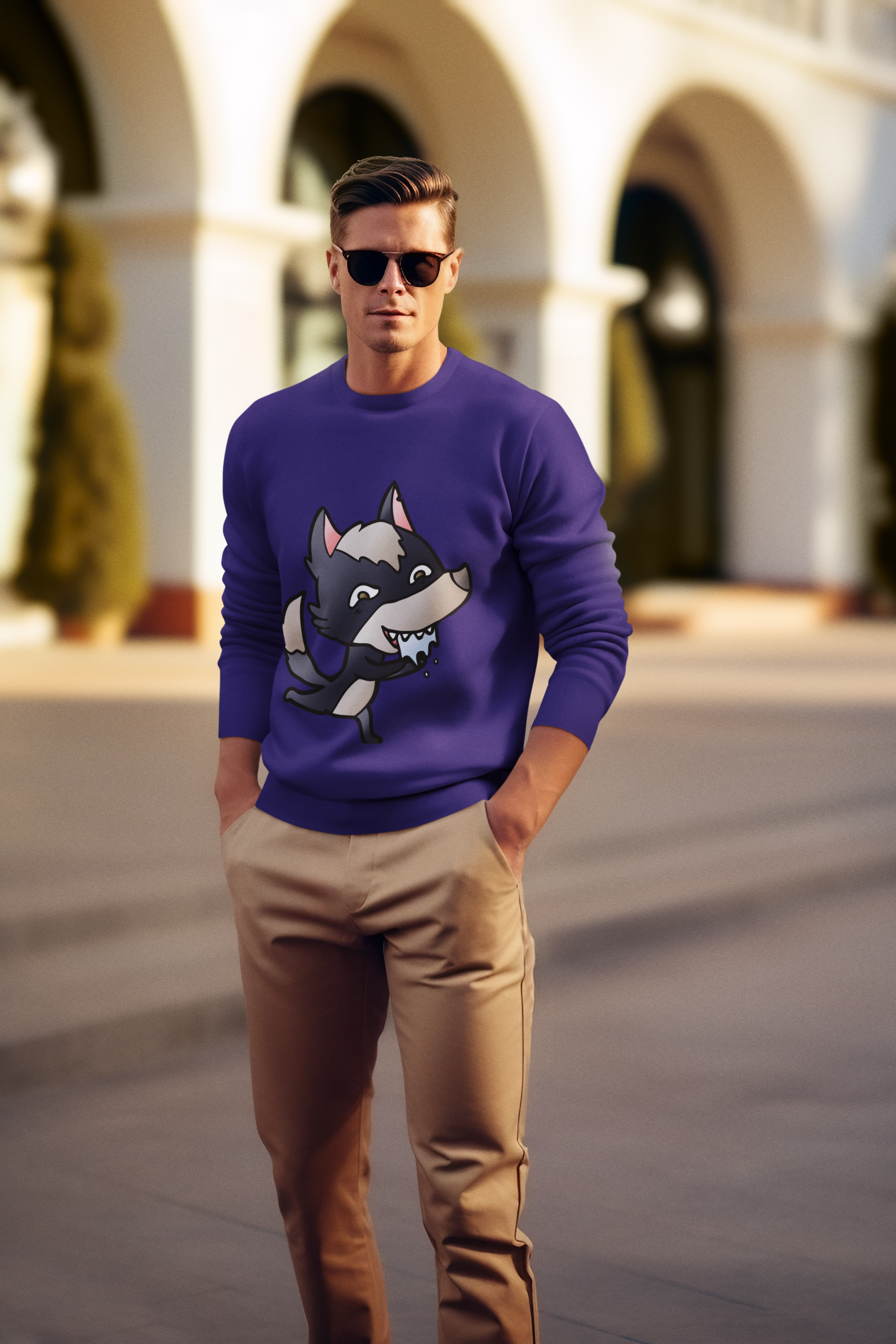 Funny Wolf Print Sweatshirt | Men's Graphic Pullover — Hunter & Havoc