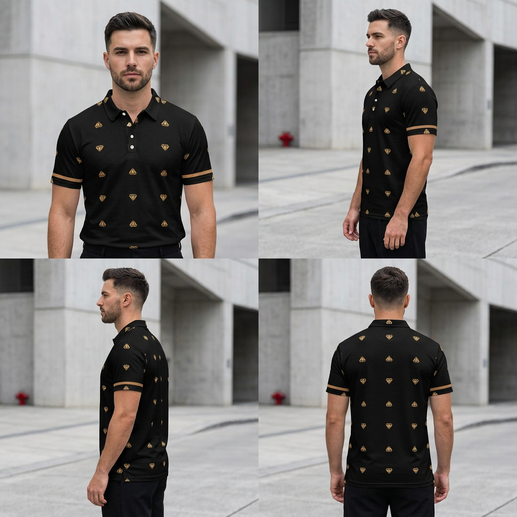 Black and Gold polo back model view