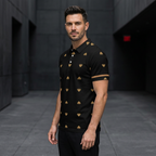 Black and Gold polo left-side model view