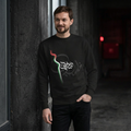 Black sweatshirt relaxed pose