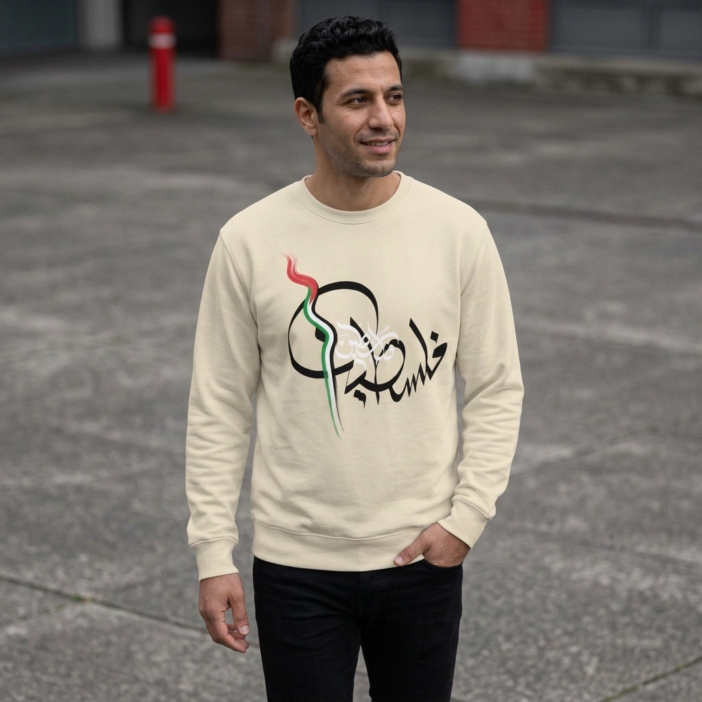 Bone sweatshirt walking pose