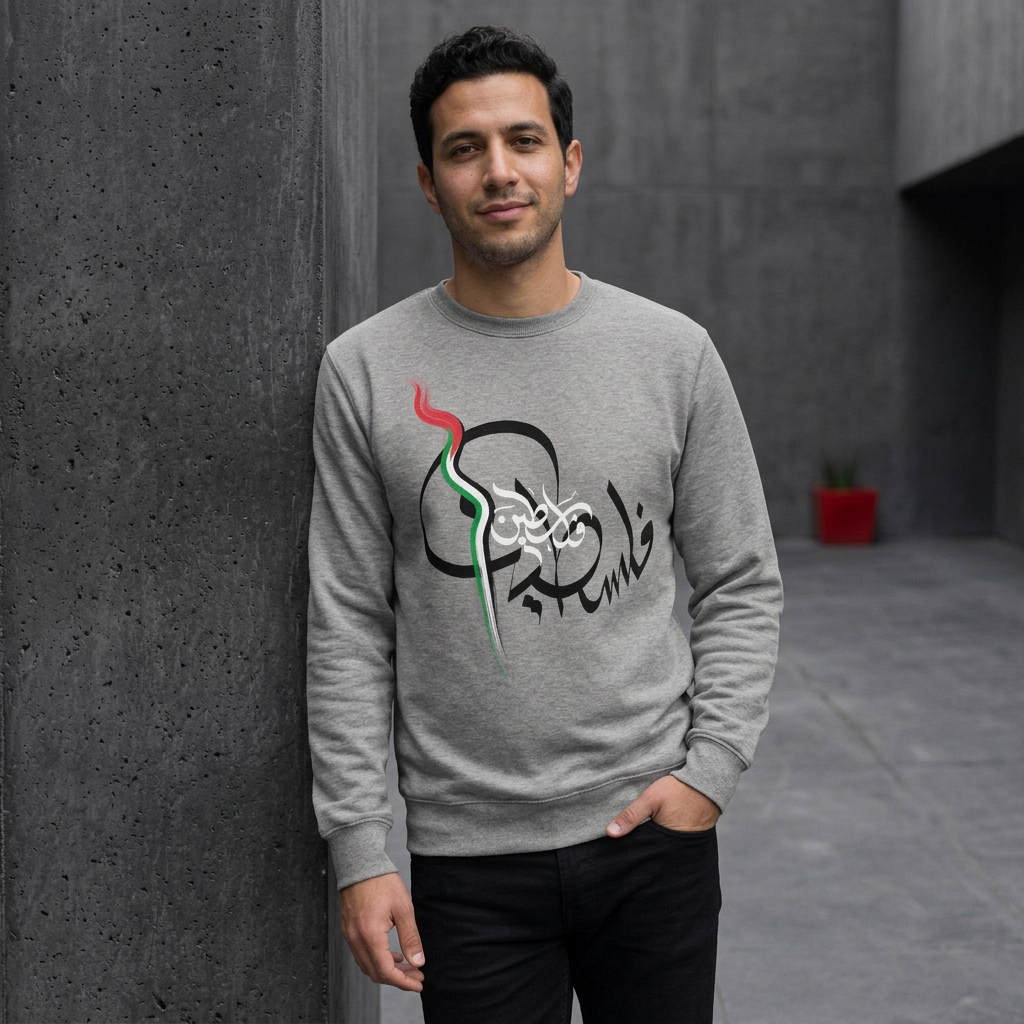Carbon Grey sweatshirt leaning pose