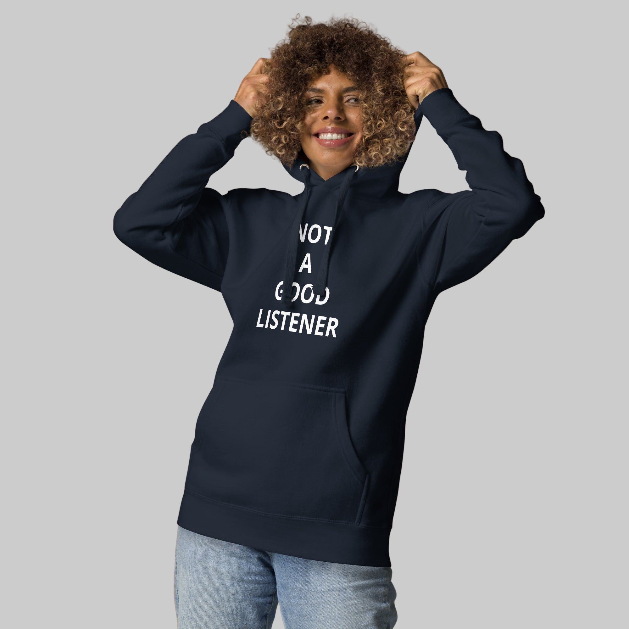 Young woman wearing the viral oversized hoodie with baggy jeans, showcasing the relaxed fit and streetwear aesthetic.