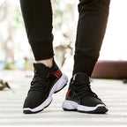 Stride in Style: Men's Breathable Mesh Sports Sneakers, running shoes, black, view 1