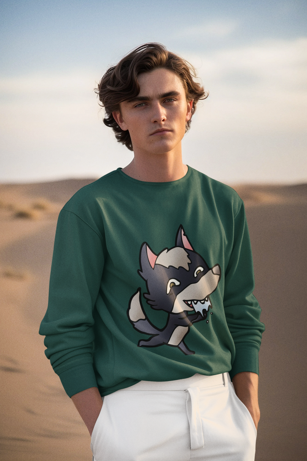 Funny Wolf Print Sweatshirt | Men's Graphic Pullover — Hunter & Havoc