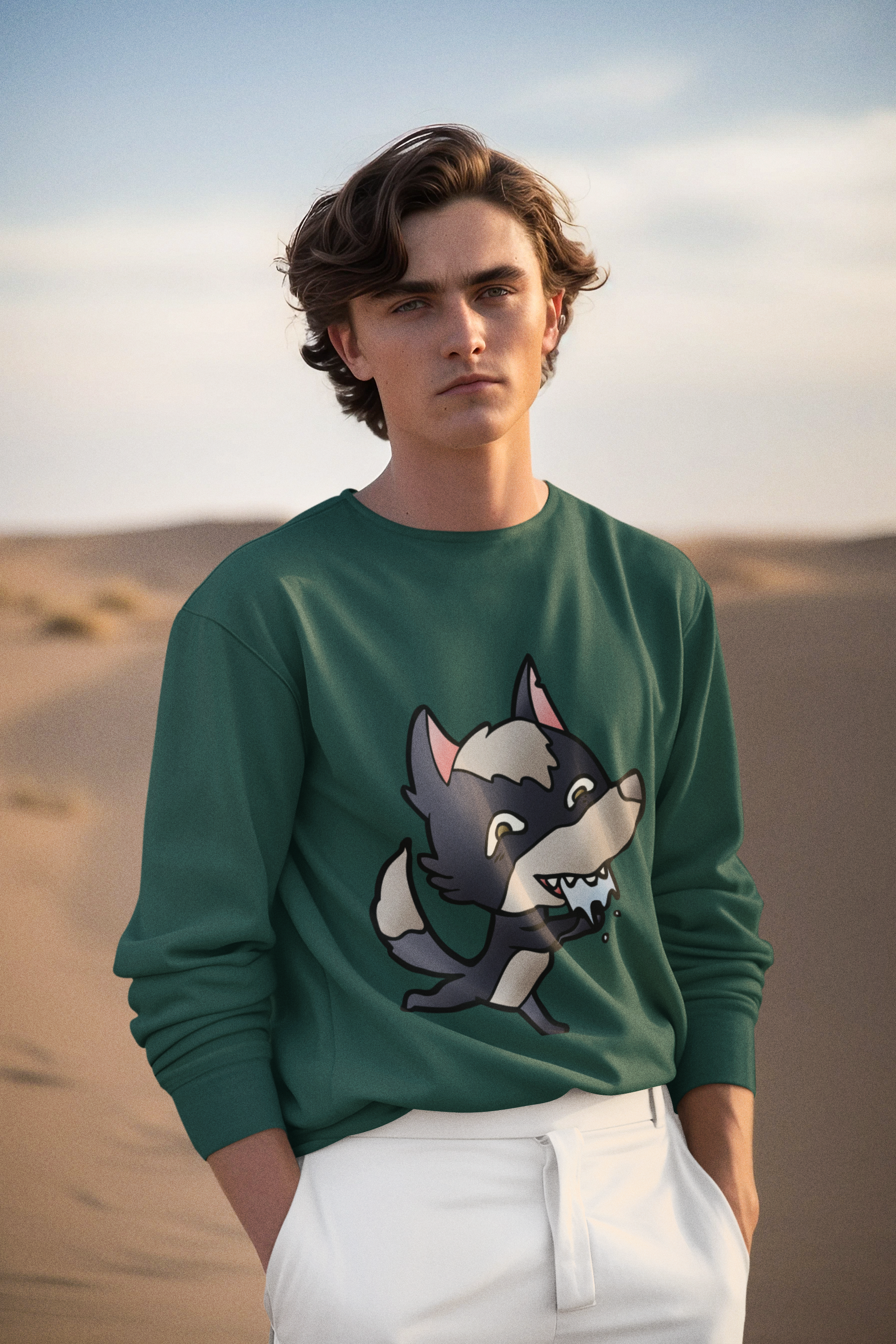 Funny Wolf Print Sweatshirt | Men's Graphic Pullover — Hunter & Havoc