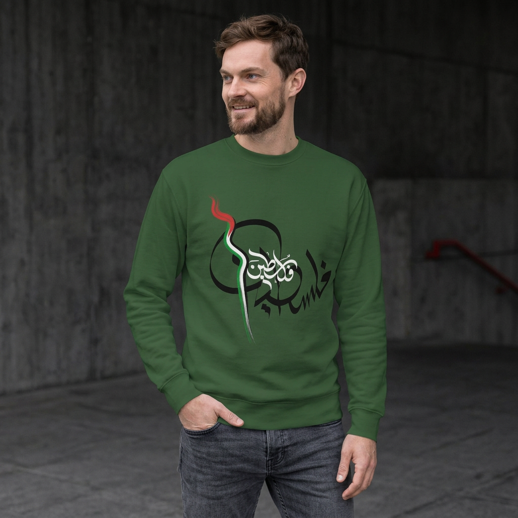 Forest Green sweatshirt casual pose