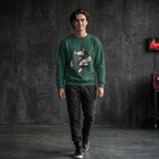 Forest Green wolf sweatshirt model