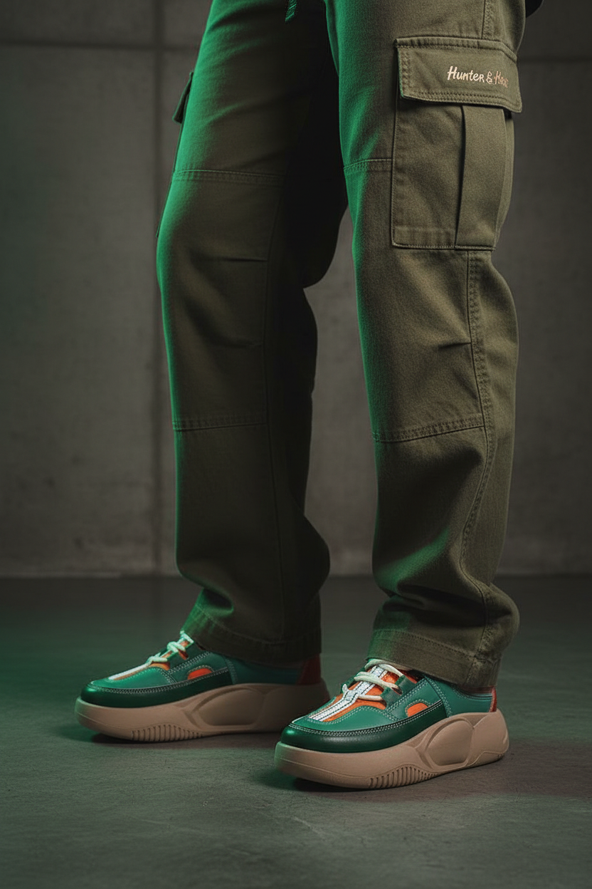 Green Chunky Platform Sneakers - Editorial