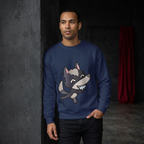Navy wolf sweatshirt model