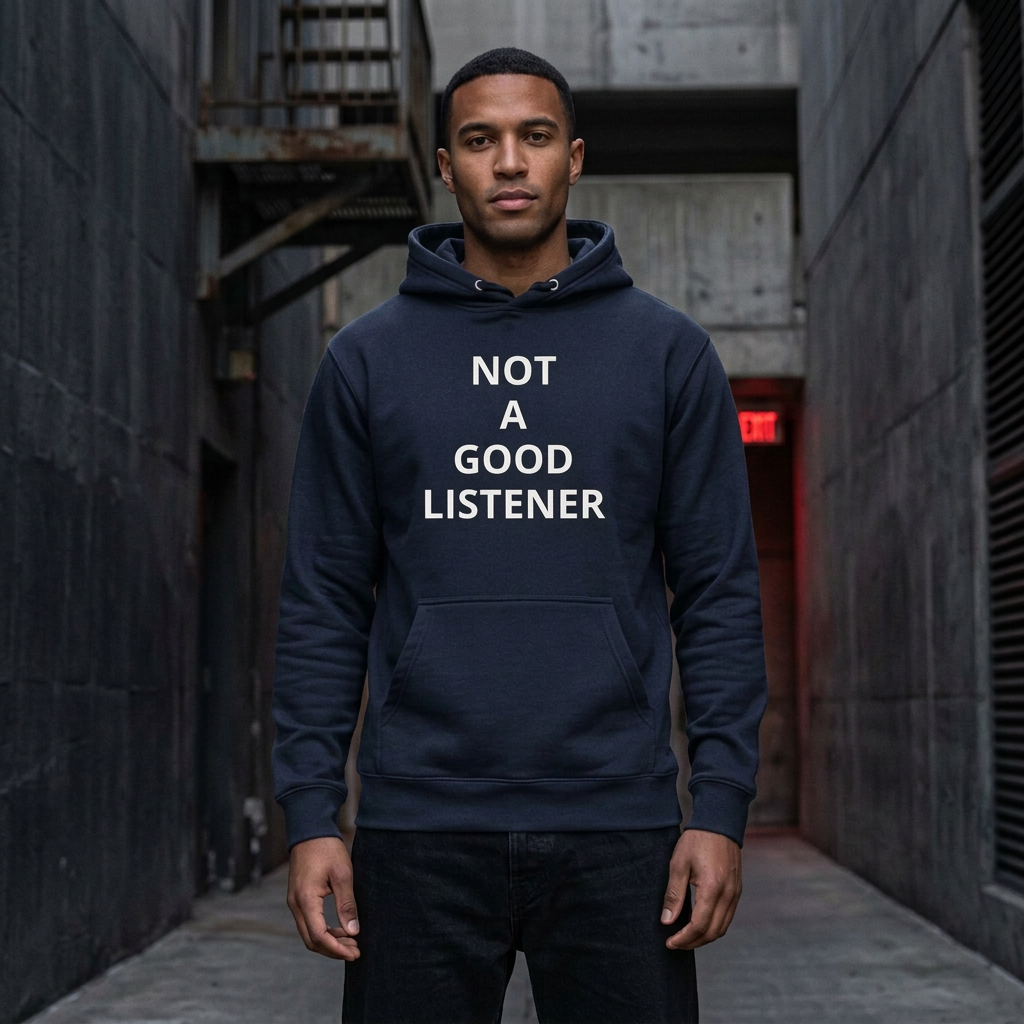 New Navy Blazer hoodie male-model shot