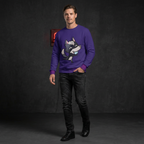 Purple wolf sweatshirt model