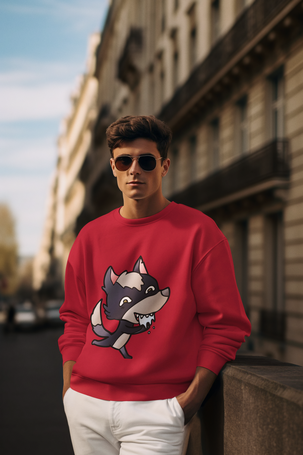 Funny Wolf Print Sweatshirt | Men's Graphic Pullover — Hunter & Havoc