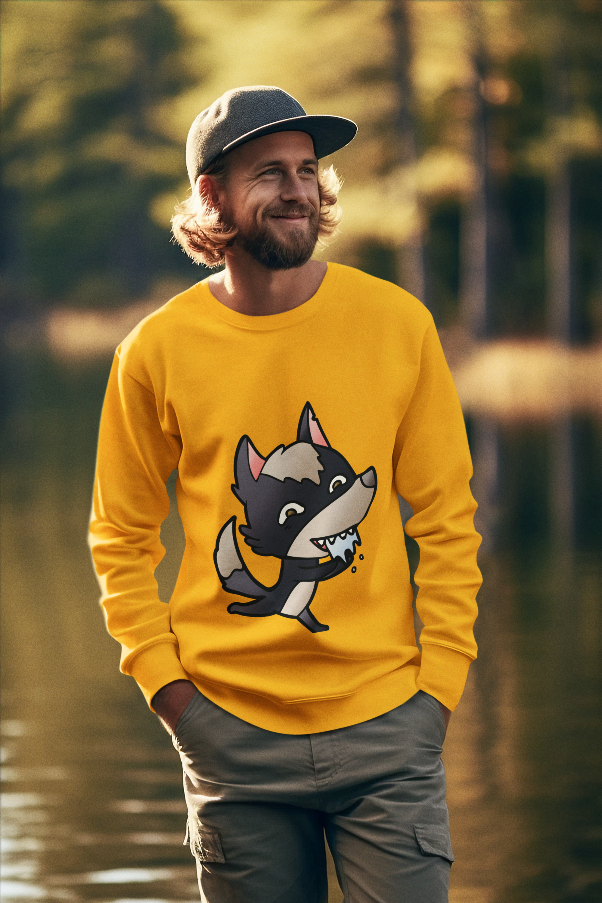 Funny Wolf Print Sweatshirt | Men's Graphic Pullover — Hunter & Havoc