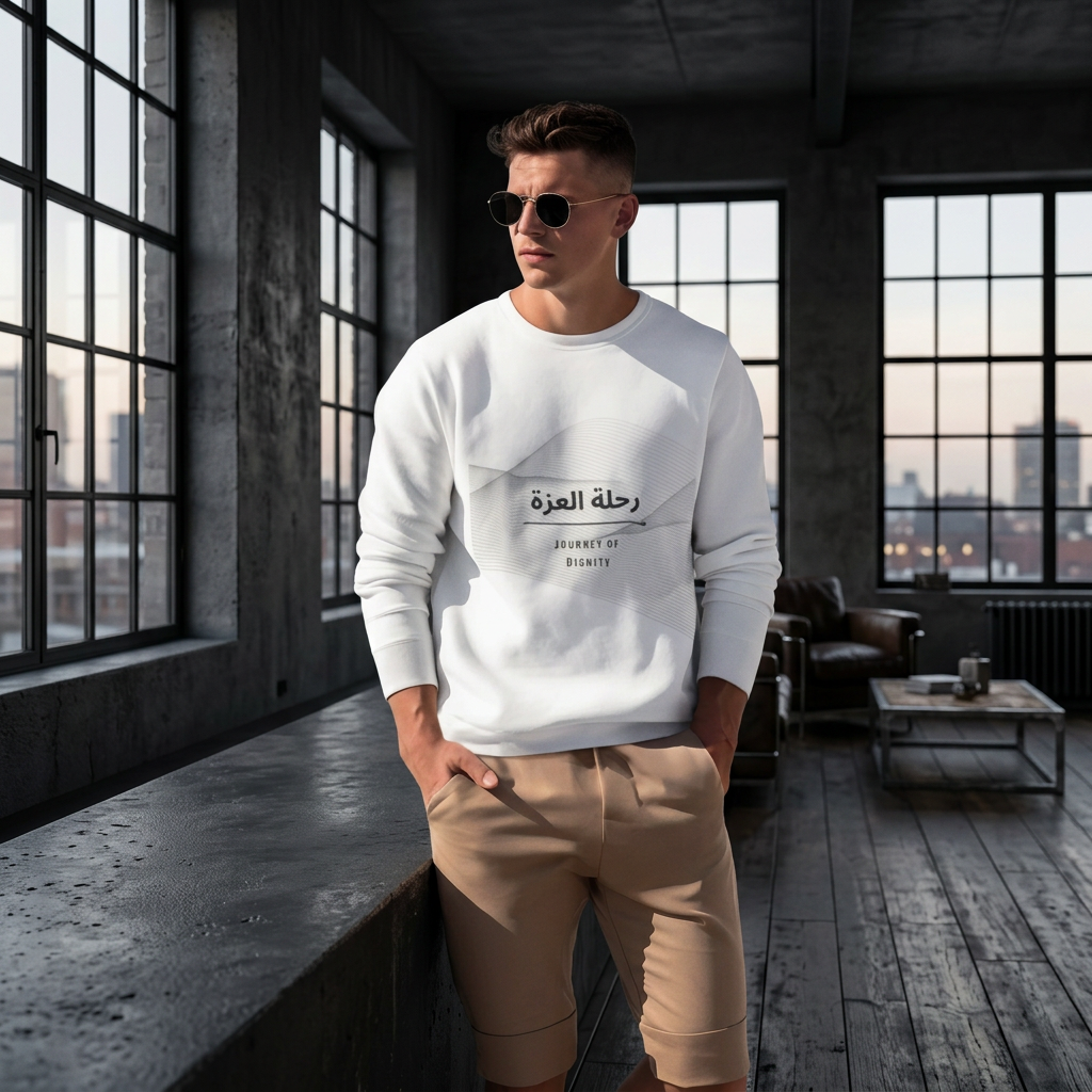 White Journey of Dignity sweatshirt loft sample