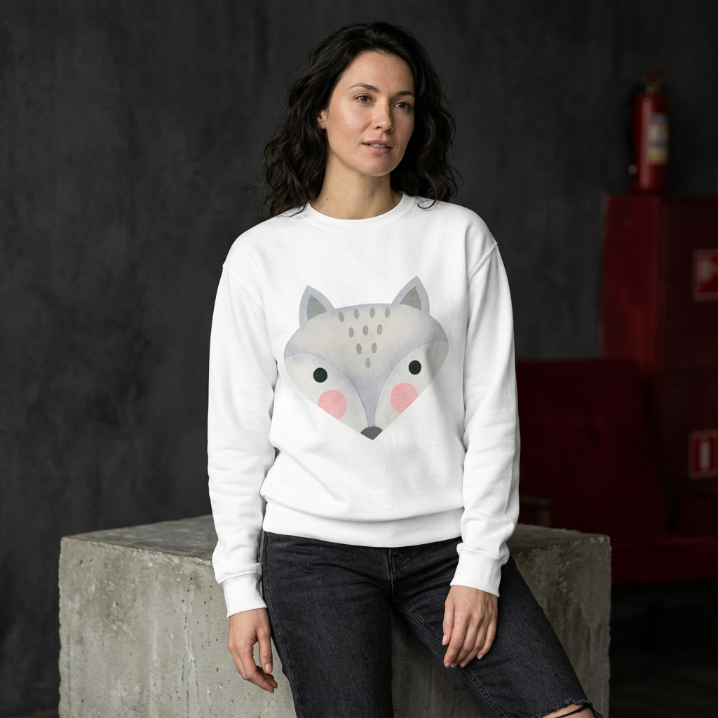 White Wolf Spirit sweatshirt on female model